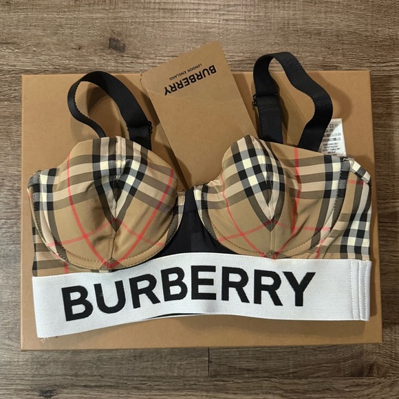 Burberry Tops - Burberry Check Pattern Bra - Tan, Black, and Red